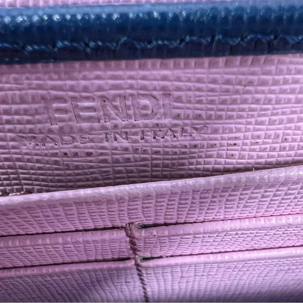 Fendi Pink & Blue Leather Envelope Continental Wallet
